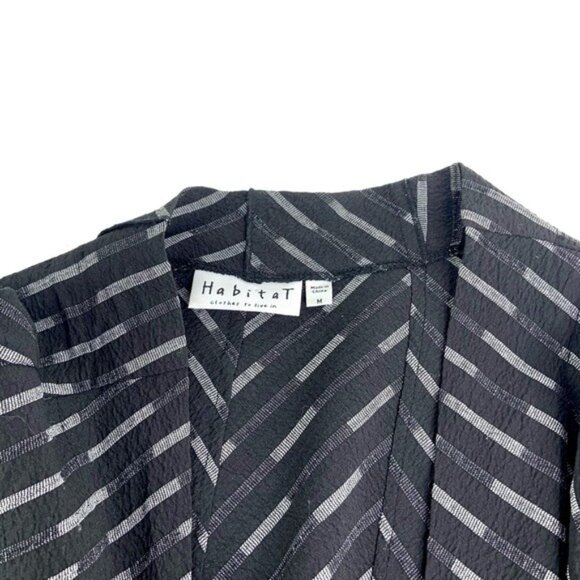 Habitat Open Front Cardigan in Black and White Stripe Cover Me Jacket - Picture 2 of 4